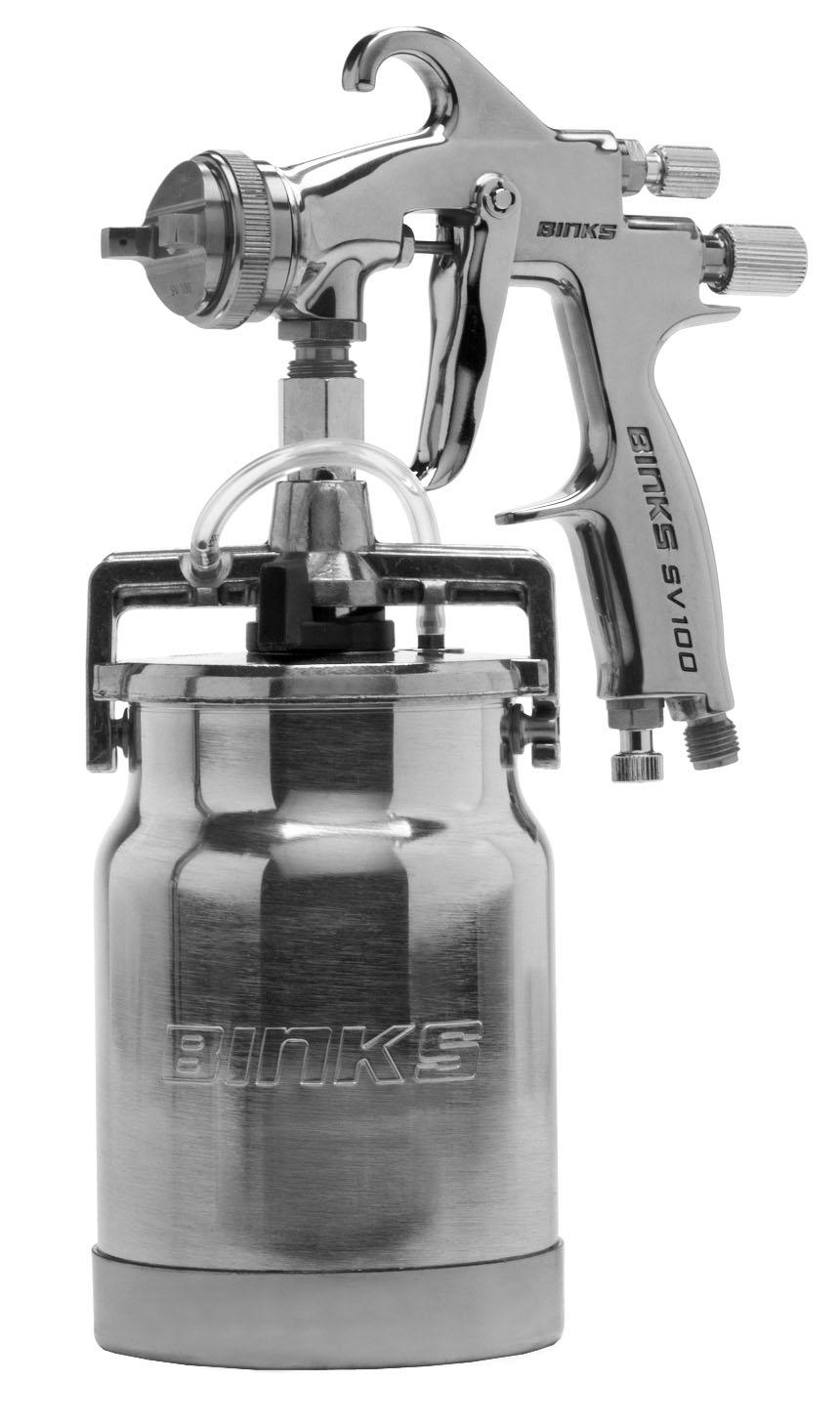 Binks SV100 Conventional Suction Feed Spray Gun The following instructions provide the necessary information for the proper maintenance of the Binks SV100 suction feed spray gun.