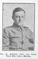 Norris Herbert James Alfred (Alf) Private 23874, 7 th Battalion Royal Berkshire Regiment, died of wounds on the 24 th April 1917, born Burghfield, enlisted in Reading, resident of Lea Farm, Three