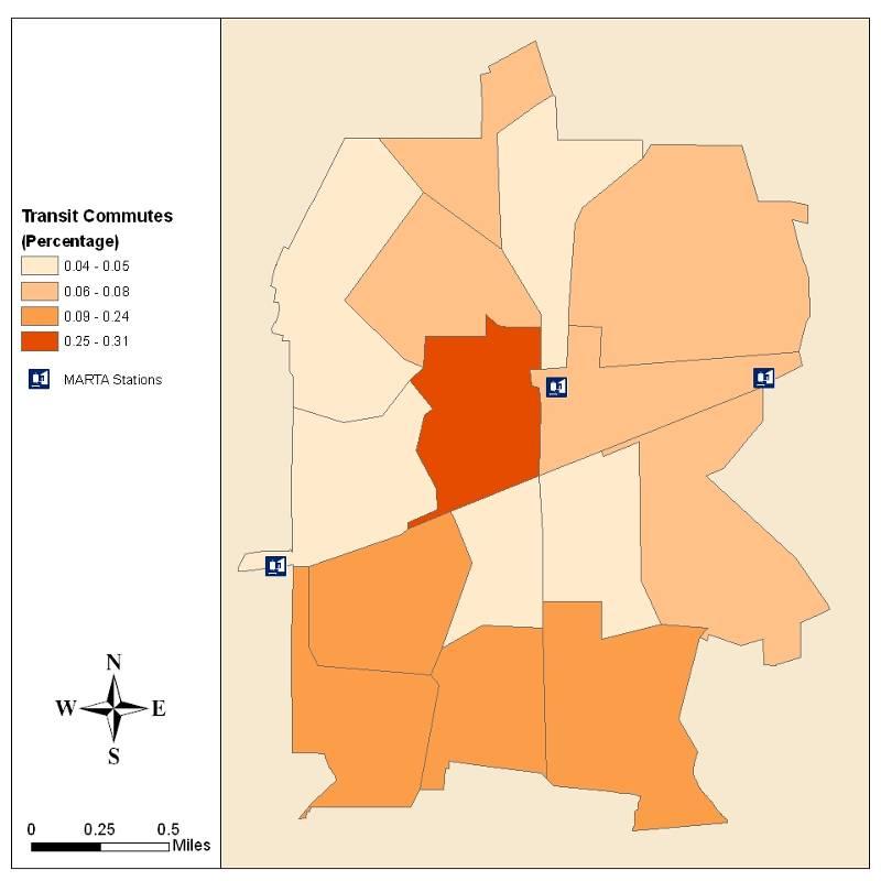 Using data from the 2000 U.S. Census, demographic analysis was conducted at the Census block group level for the City of Decatur on variables relevant to transit ridership.