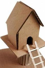 CHAMP S ART BOX CARDBOARD TREEHOUSE Materials: - Cardboard - Paper Cutter - Craft Sticks - Match Sticks - Elmer s Glue - Masking Tape Instructions - Use masking tape to tape sides of the house