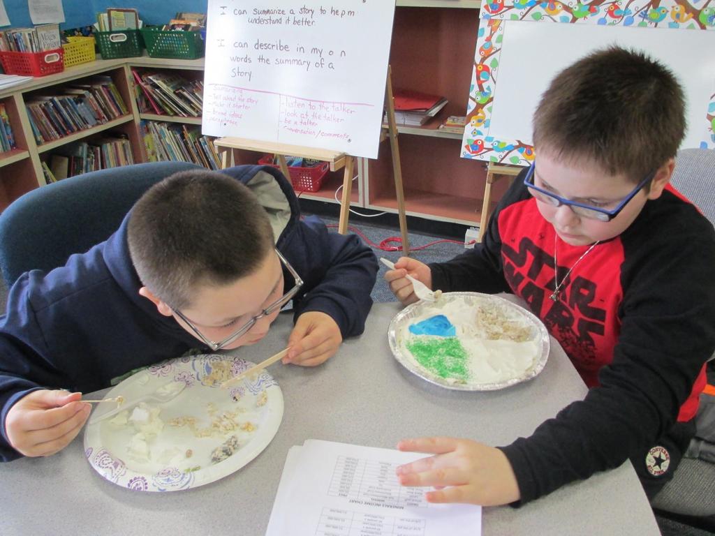 The students worked together to mine a pie as they had to lease the land, buy equipment, pay for labor, and pay to reclaim their land after mining.