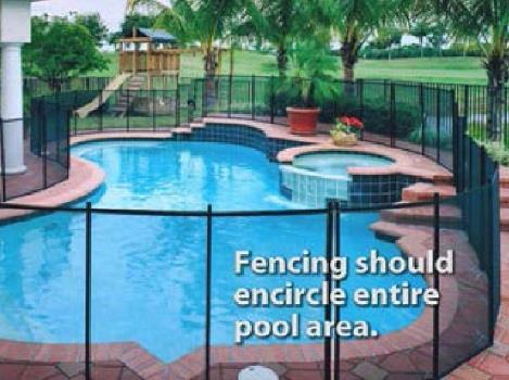 Although mesh fences are meant to be removable, the safest mesh fences for pools are locked into the pool deck so that the fence cannot be removed without extensive use of tools.