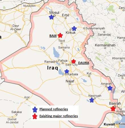 Drivers of the Development Refining Development 2013: 3 primary refineries: Basra, Daura and Baiji (total capacity approx.
