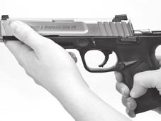 in the rearward position until the magazine is reinserted into the pistol.