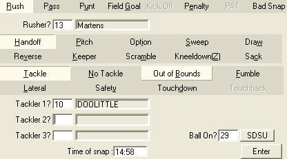 DakStats Football Quick Start Guide 3 of 7 Using the Drive Chart 4. Fill in the pass result (Tackle, Out of Bounds, etc). 5. Record the yard line, and then click or press Enter.
