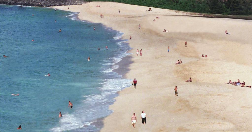 Recreation Carrying Capacity and Management at Waikiki Diamond Head Shoreline FMA 38 of people doubling in each image (0, 50, 100, 200, 400, and 800 people per 500 x 200 yards).