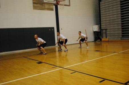 Shuffling Recommended Sets and Reps: Perform 5 sets of 15 seconds through the drill, alternating 2 groups of athletes to allow for rest period Description: DYNAMIC: DEFENSE 1).