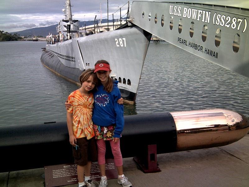 Maddy with Eliana, a student on Rob s sea, on our way across the harbor to the USS Arizona Memorial.