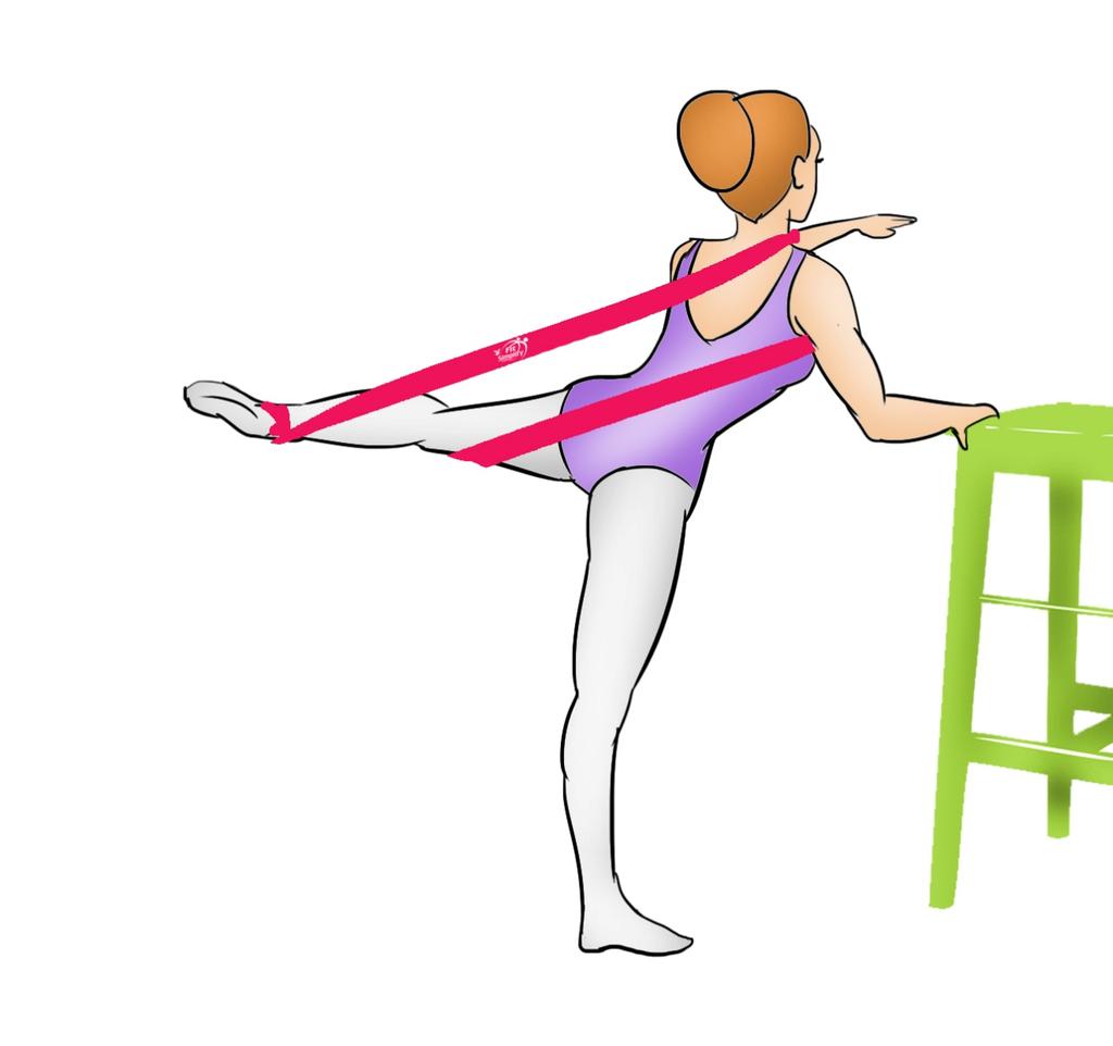 8. Leg Lift Hold Stretch Start by standing next to a barre (or chair) and lightly hold onto it.