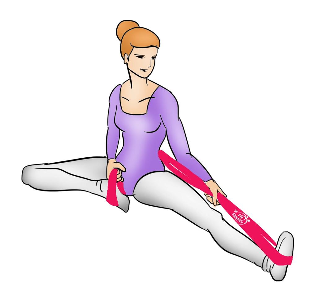 3. Hamstring Side Stretch Sit down on the floor in the butterfly position. Loop band around one foot, pull band around your back and loop around the other foot.
