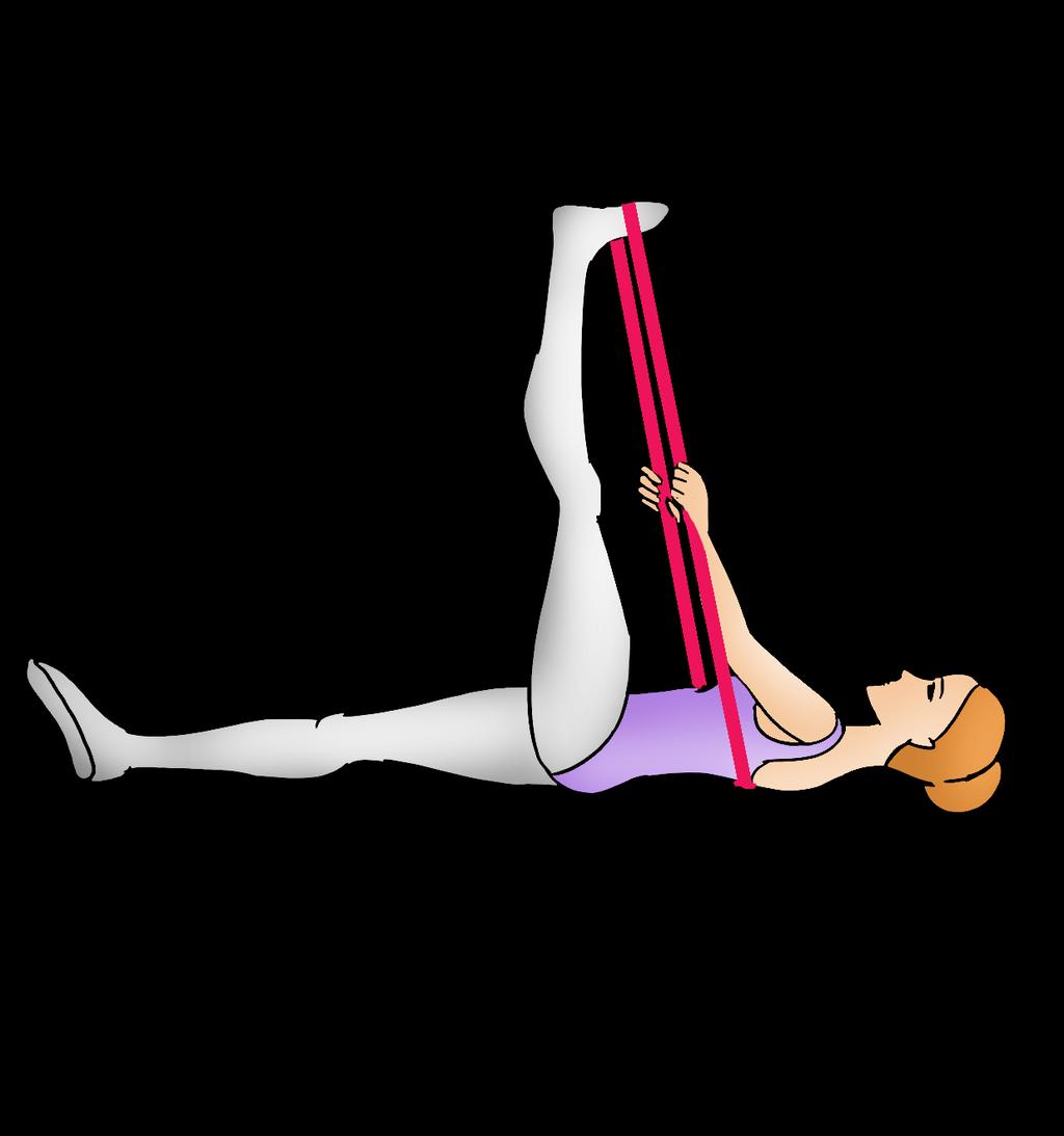 4. Floor Leg Press Stretch Lay flat on the floor with the band behind your back.