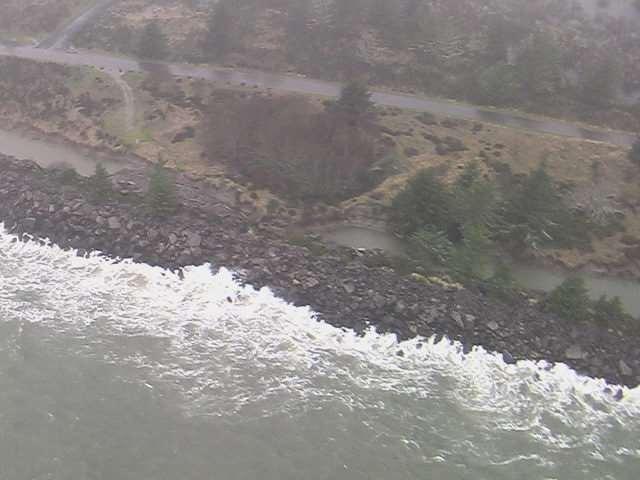 Damage along Root of North Jetty was being