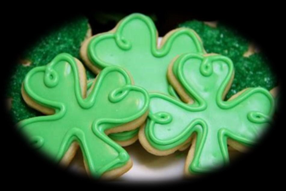 RECIPE OF THE MONTH SHAMROCK COOKIES Ingredients 2 sticks unsalted butter, at room temperature 2/3 cup sugar 2 teaspoons pure vanilla extract 1/2 teaspoon salt 2 cups all-purpose flour Fine green