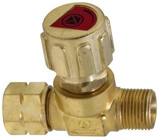 Shaft: Connection Oxygen Connection Fuel gas G1/4 RH G3/8 LH MINITHERM DN 3,2 mm DN 3,2 mm Threads for ballcocks: see under Solenoid valves With hand-wheel. Brass valve body.