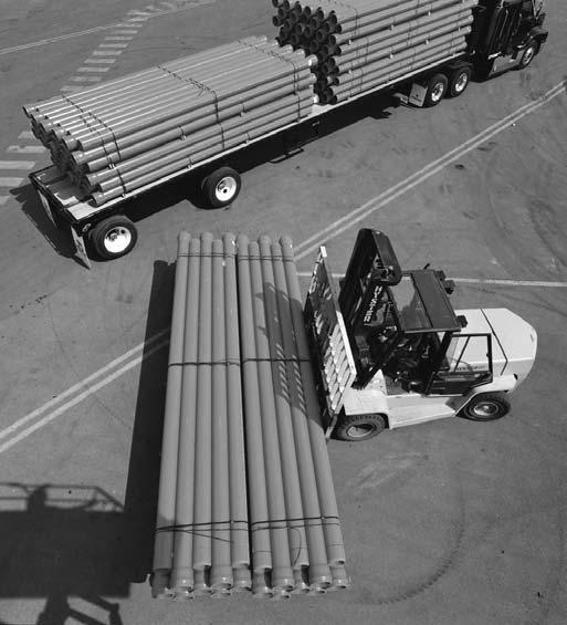 HANDLING AND STORAGE in height should be proportional to the total weight of the nested pipe, compared with the weight of pipe normally contained in such racks.
