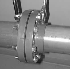 Note: When thermoplastic flanges with PVC rings are used with butterfly valves or other equipment where a fullfaced continuous support does not exist, a backup ring or fiberloc ring should be used to
