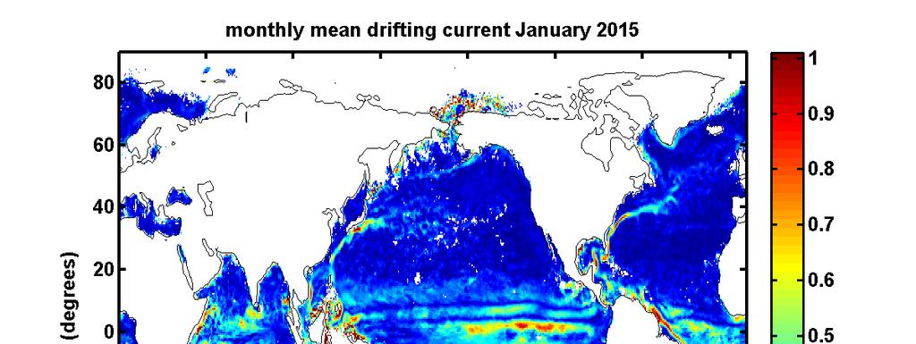 Monthly mean of drifting current