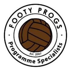 Footy Progs - Auctioneers & Valuers POSTAL AUCTION ISSUE 99 Closing Date: THURS 25 th OCTOBER 2018 All items are open to bids/offers. The price stated is the minimum acceptable price.
