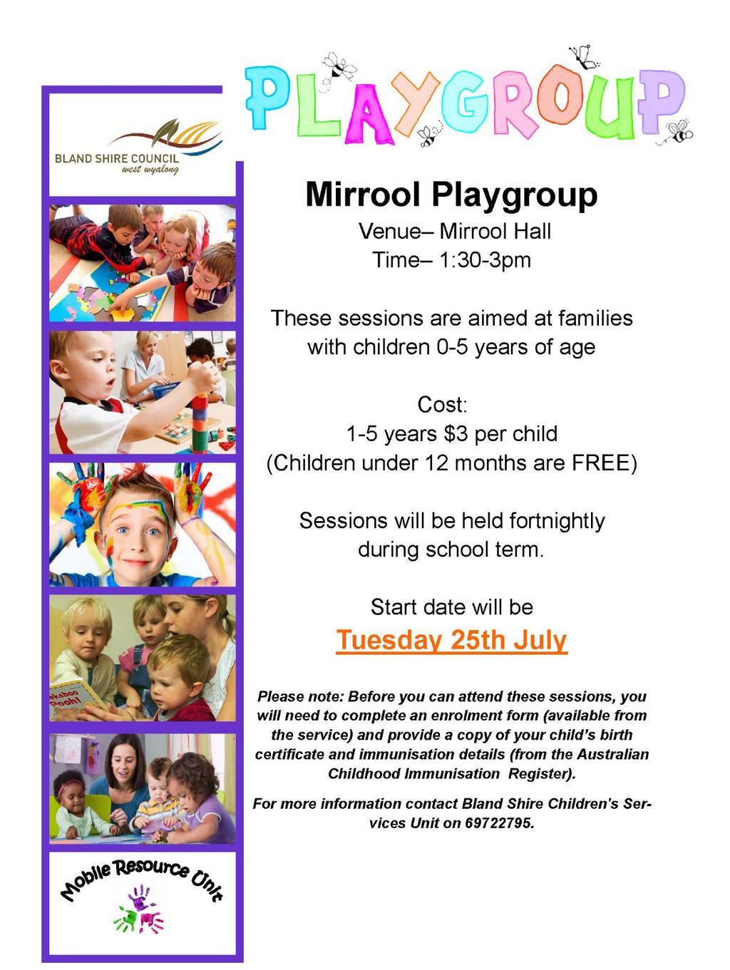 Mirrool ITAV will be on Wednesday 9th August at Mirrool Park at 10:30am. We will be making small pallet chalk paintings.