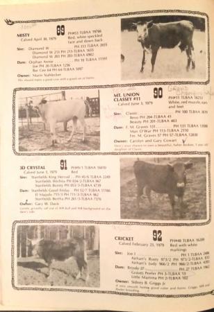 I thought it would be nice to give the new breeders and those interested in the breeds history a chance to see where this breed has come from I have attached pictures of the pages from sale catalogs