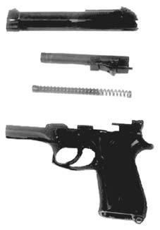 continuous effort. A clean, properly lubricated, well-maintained pistol will fire when needed. Pistol Disassembly Before disassembling the M9 service pistol, ensure that the pistol is in Condition 4.
