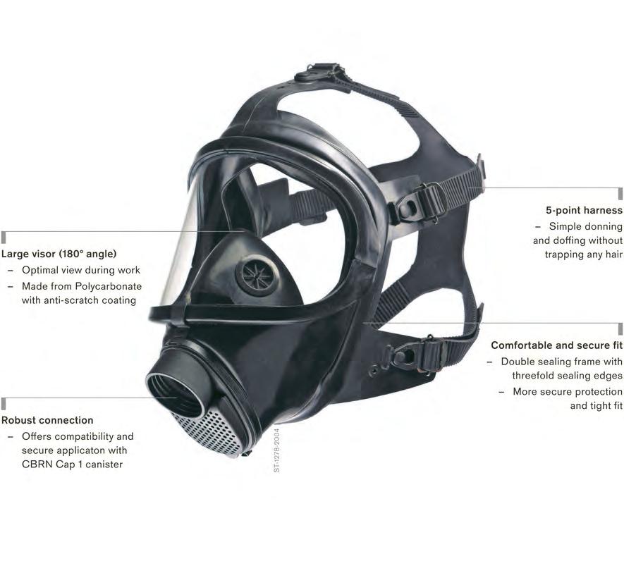Dräger CDR 4500 Full Face Mask The Dräger CDR 4500 full face mask, combined with our CBRN Cap 1