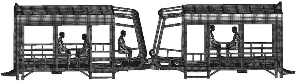 Fig. 8. Comparisson of driver thorax acceleration for different tram fenders 4.2. Safety belt The second part of the section investigates the usage of a two-point safety belt for tram driver.