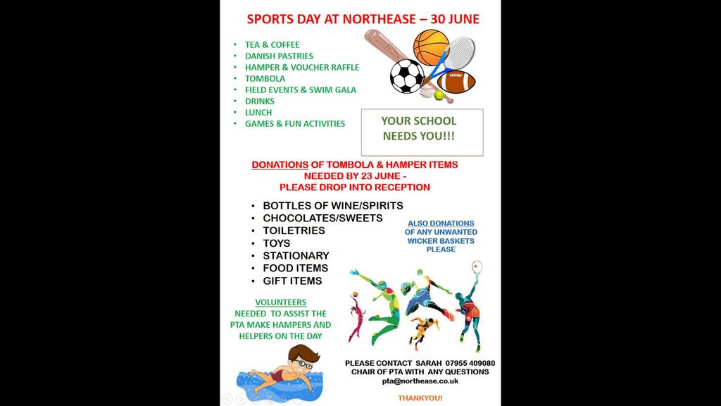 Dear Parents/Carers Just a reminder that our Sports Day/Summer Fair is next Friday.