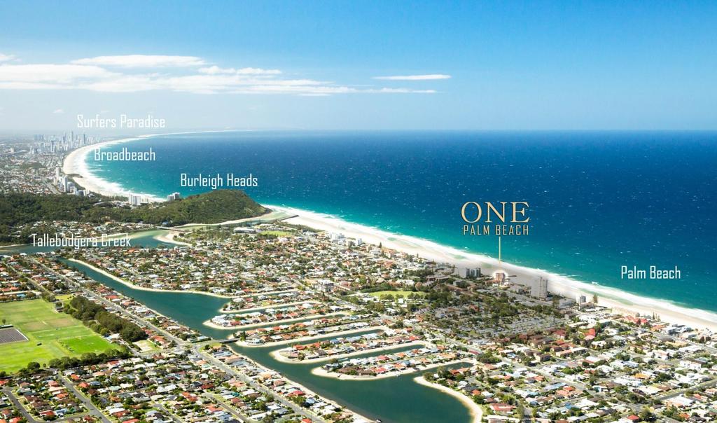 Easily accessible to the well known beaches and shopping at Surfers Paradise and Broadbeach, the location of ONE Palm Beach is also