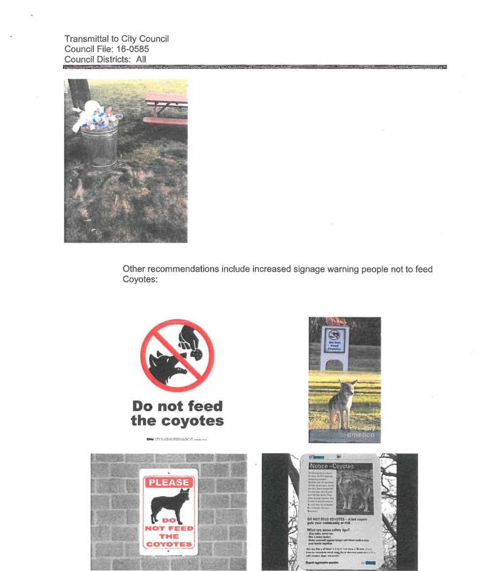 Council File: 1 0585 - Other recommendations include increased signage warning people