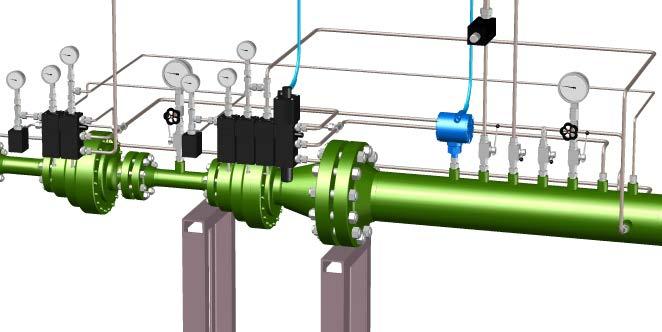 Depending on local laws and standards one or two safety valves are installed in front of the regulator. Monitor Active System Two HON512 regulators are installed in a serial setup.