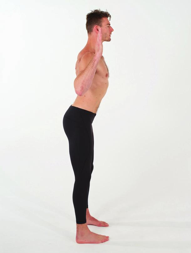 4 5 From this Decompressed, standing position begin to hinge at the hips as you scoop your arms forward in front of you with your palms up and bring them into a Sphere of Tension in front of your
