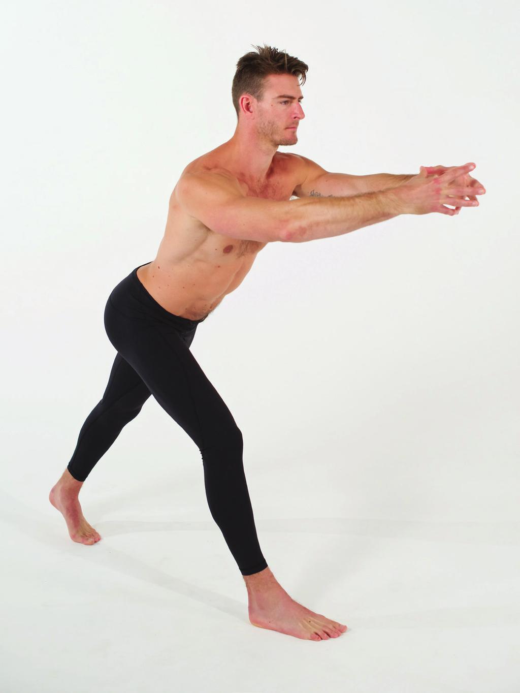 Bring your hands to measuring stick hand position and decompress, breathing your ribs away from your hips all of the way around your body.