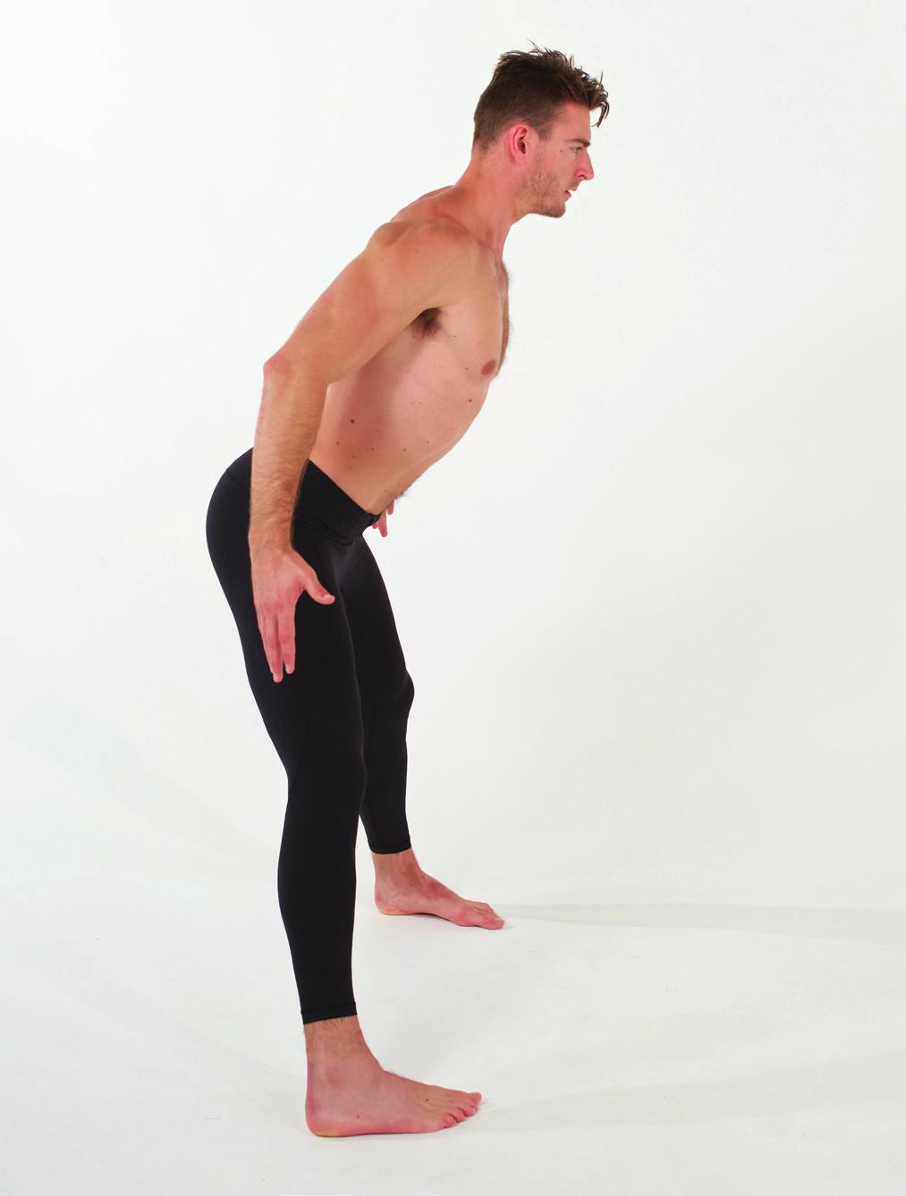 Anchor the lower body by grabbing the ground with your feet and pulling your weight back into your heels. 5 6 7 8 Pull your hips back behind your heels. Keep your Spine stable and your knees unlocked.