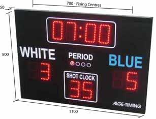 Introduction The ALGE Water Polo scoreboard is a version of the popular ALGE Multi-sport scoreboard which has inbuilt programs for Water Polo as well as Basketball, indoor Soccer, Hockey, Volleyball,