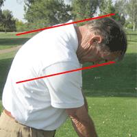 actually swings (swing path). The spine maintains the same angle from address to one foot past impact and it is critical that it starts from the correct position.