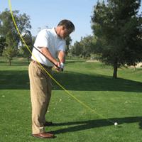 If the right shoulder is tilting up the golf club will most likely be outside the path and pointed up.