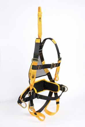 recovery loops on tops of shoulder Fully adjustable leg, shoulder and chest straps B Confined Space tab / loops. Buckles open fully for unhindered first aid.