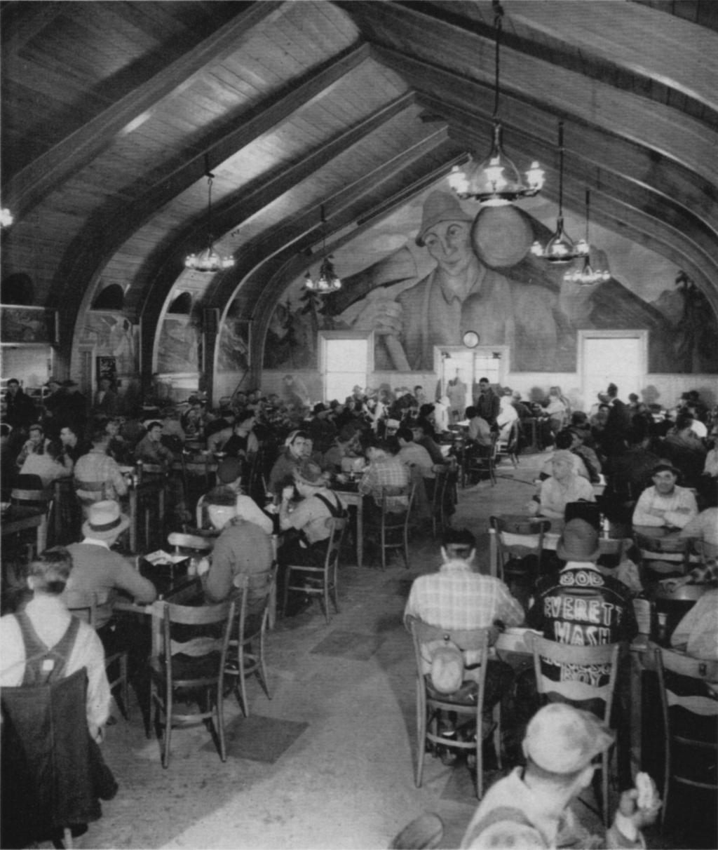 Mill B Gallery 22 Inside the Mill B cafeteria during a meal, circa 1954.