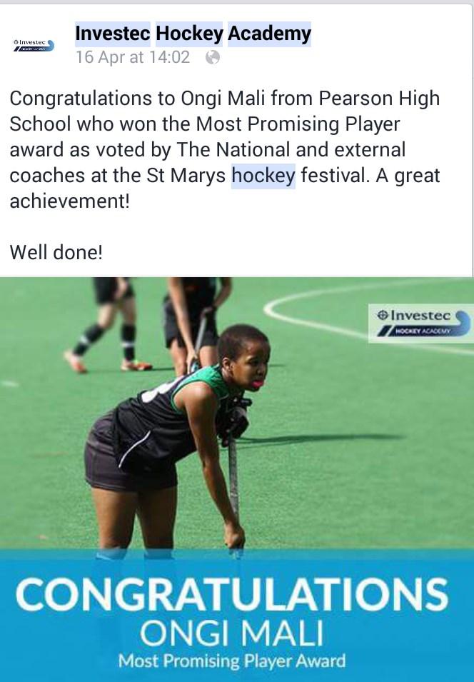 ST MARY S FESTIVAL: 1 ST GIRLS TEAM vs Windhoek Girls High won 2 0 (Roxy van Wyk,