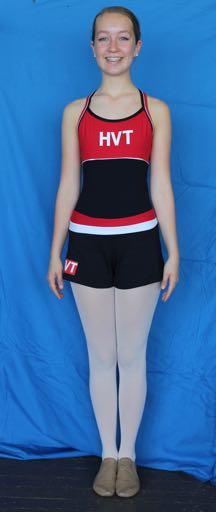 red, black and white muscle shirt HVT red, black and white shorts Black jazz shoes HVT Track pants and HVT jacket (winter)
