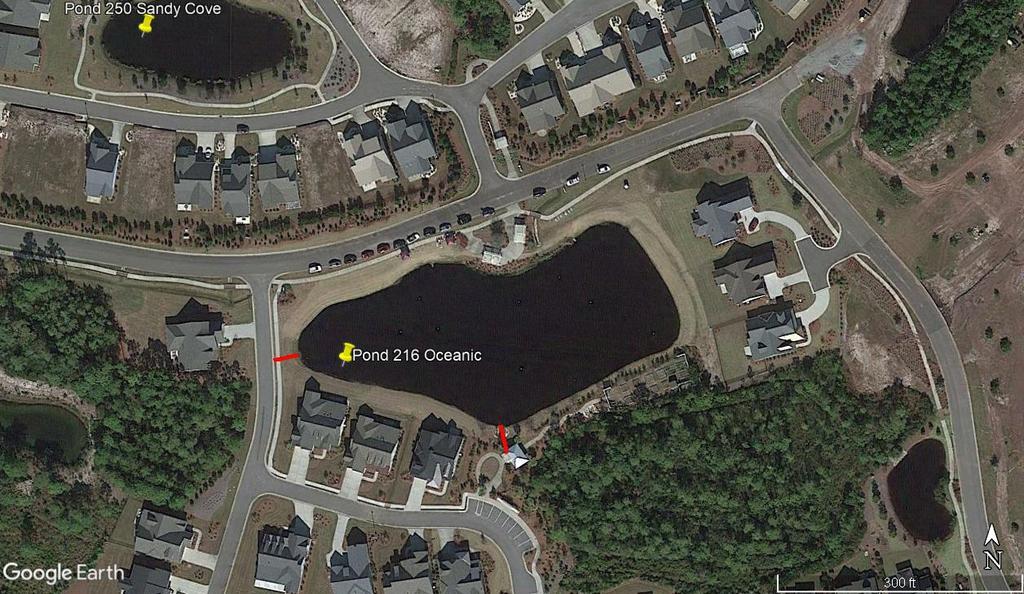 POND 216: OCEANIC DRIVE POND DIRECTIONS: Going East on Oceanic Drive the pond is on the right between West Seagrass Court and Moss Hammock Wynd.