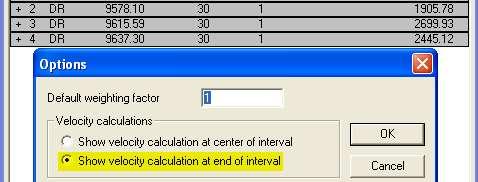 Other columns indicate depth of pass, flow rate, percentage of flow rate, change of flow rate, percent change of flow rate. By clicking on the view button, casing and tool dimensions can be viewed.