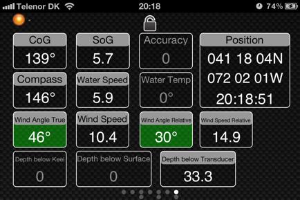 NMEA View If you have connected your iphone/ipad to your boats instruments over a WiFi connection, this is where you can see your instrument data. iregatta supports the NMEA0183 standard.