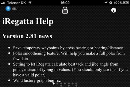 Help View In the help view you have a short iregatta help, explaining the main features in iregatta and showing you the added features of the latest update.