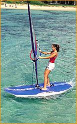 d) Safe-T position To jibe (turn with the wind from behind), tilt the mast