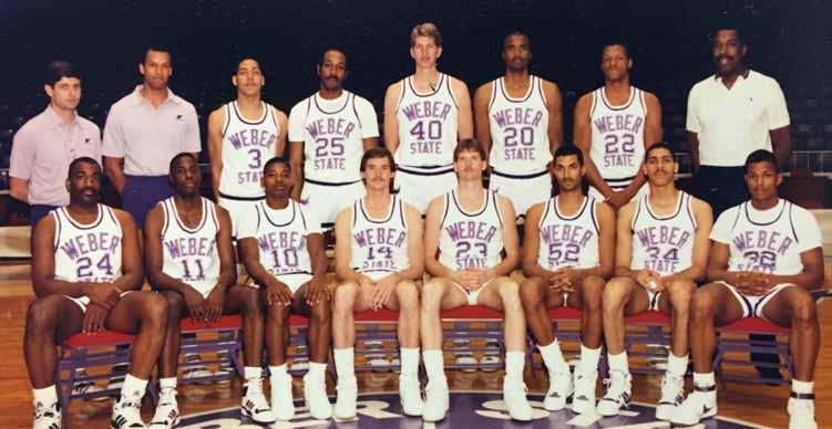 WEBER STATE UNIVERSITY YEAR-BY-YEAR GAME RESULTS 1987-88 Overall: 9-21 Big Sky: 6-10 (8th) Home: 7-8 Road: 1-11 Neutral: 1-2 Front row (left to right): Fred Rollin, Timmy Gibbs, Moochie Cobb, Chene