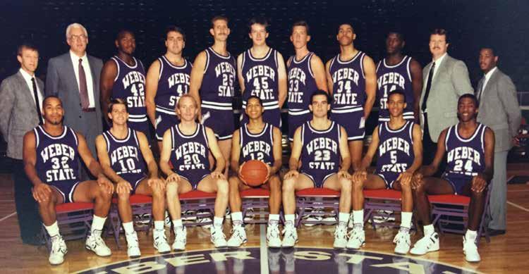 WEBER STATE UNIVERSITY YEAR-BY-YEAR GAME RESULTS 1989-90 Overall: 14-15 Big Sky: 8-8 (t5th) Home: 11-3 Road: 2-11 Neutral: 1-1 Front row (left to right): Aaron Bell, Mike Sivulich, Jason Joe, Michael