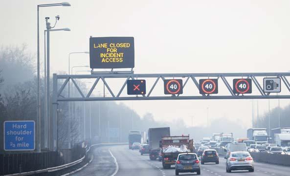 Smart motorway junctions 3 to 12 Red signs Red signs are used for safety reasons to close lanes: to protect road users who may have broken down or been