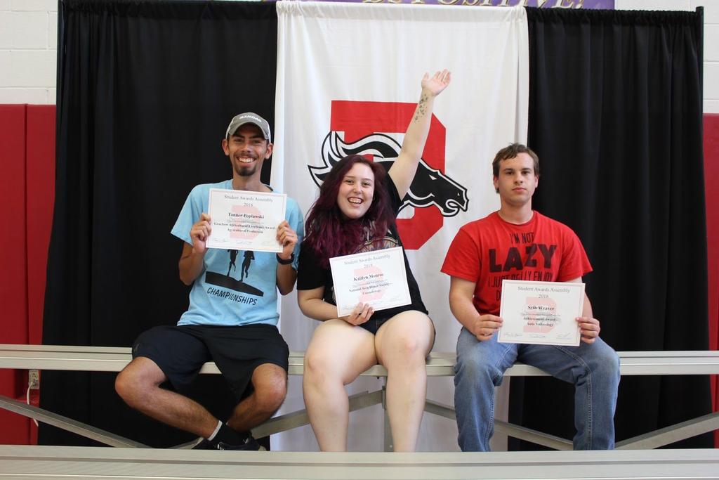 BOCES Award Tanner Poplawski - Agricultural Production - Gruchow Agricultural Excellence Award; Kaitlyn Monroe - Cosmetology - National Tech Honor Society; Seth Weaver - Auto Technology - Achievement